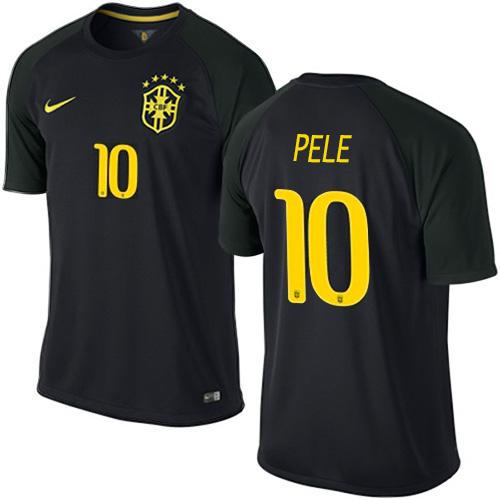 Brazil #10 Pele Black Soccer Country Jersey