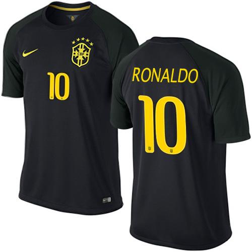 Brazil #10 Ronaldo Black Soccer Country Jersey