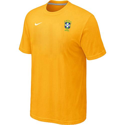  Brazil 2014 World Small Logo Soccer T Shirts Yellow