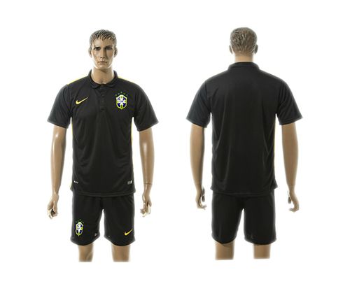 Brazil Blank Black Training Soccer Country Jersey