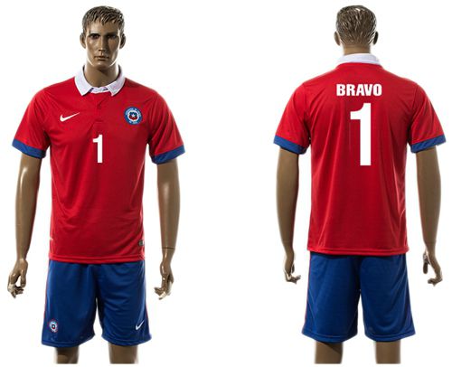 Chile #1 Bravo Home Soccer Country Jersey