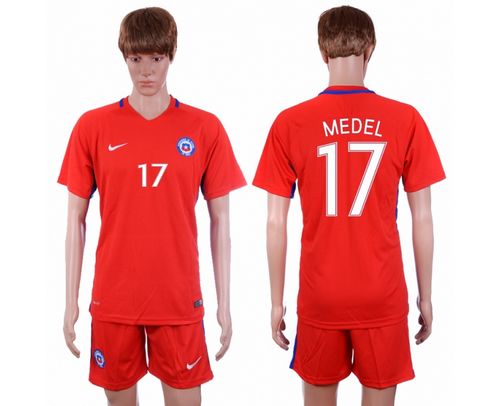 Chile #17 Medel Home Soccer Country Jersey