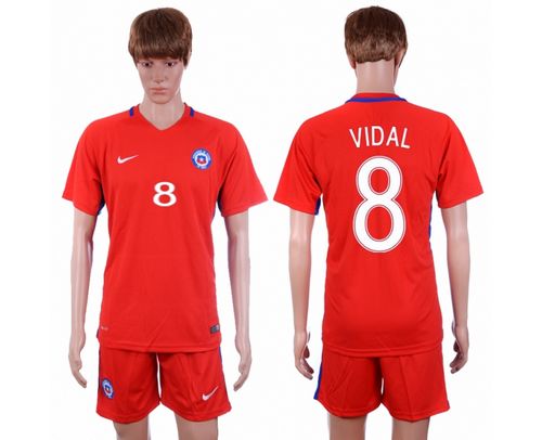 Chile #8 Vidal Home Soccer Country Jersey