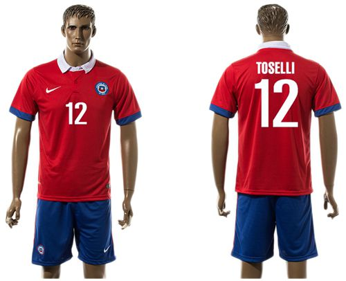 Chile #12 Toselli Home Soccer Country Jersey
