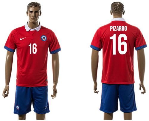 Chile #16 Pizarro Home Soccer Country Jersey