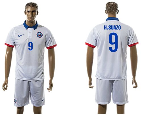Chile #9 H.Suazo Away Soccer Country Jersey