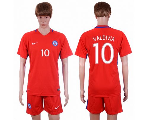 Chile #10 Valdivia Home Soccer Country Jersey