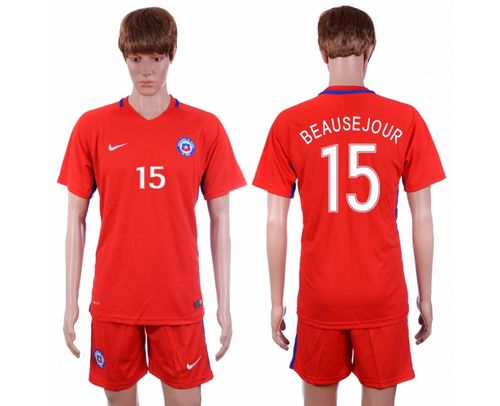 Chile #15 Beausejour Home Soccer Country Jersey
