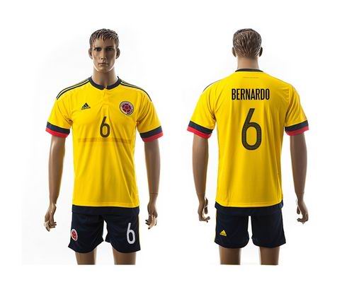 Colombia #6 Bernardo Home Soccer Country Jersey