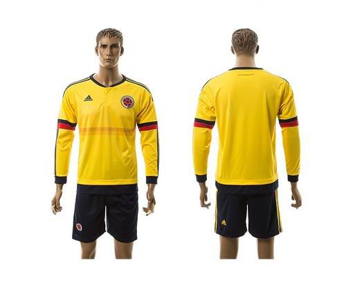 Colombia Blank Home Long Sleeves Soccer Country Jersey