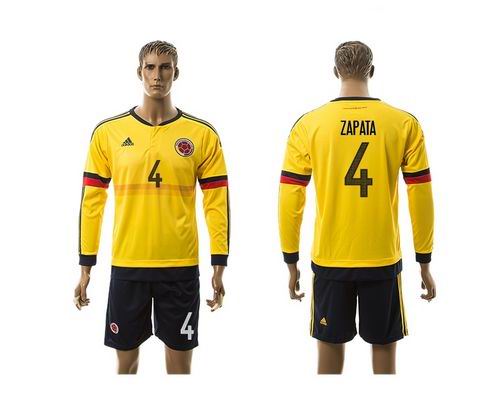 Colombia #4 Zapata Home Long Sleeves Soccer Country Jersey
