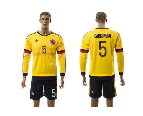 Colombia #5 Carbonero Home Long Sleeves Soccer Country Jersey
