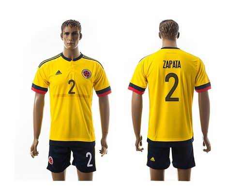 Colombia #2 Zapata Home Soccer Country Jersey