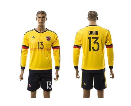 Colombia #13 Guarin Home Long Sleeves Soccer Country Jersey