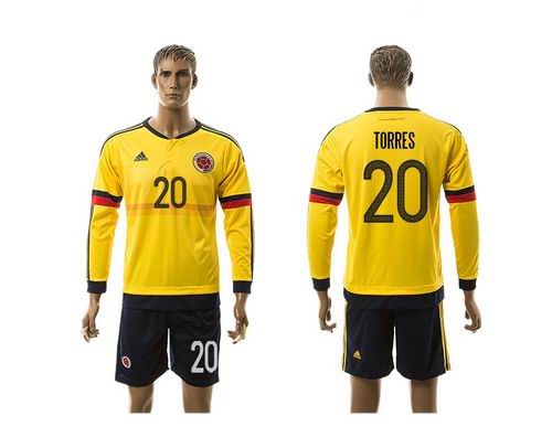Colombia #20 Torres Home Long Sleeves Soccer Country Jersey