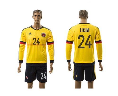 Colombia #24 Lucumi Home Long Sleeves Soccer Country Jersey