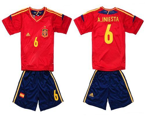 Spain #21 Silva Red Home Long Sleeves Kid Soccer Country Jersey