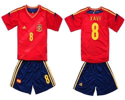 Spain #22 Isco Red Home Long Sleeves Kid Soccer Country Jersey