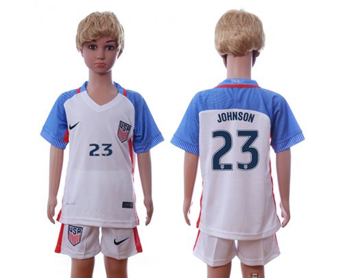 USA #23 Johnson Home Kid Soccer Country Jersey