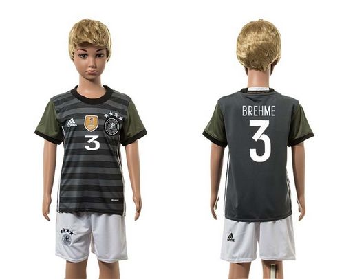 Germany #3 Brehme Away Kid Soccer Country Jersey