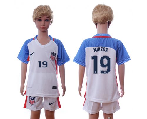USA #19 Miazga Home Kid Soccer Country Jersey