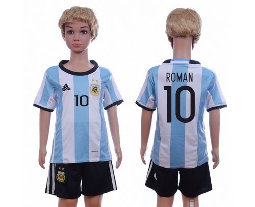 Argentina #10 Roman Home Kid Soccer Country Jersey