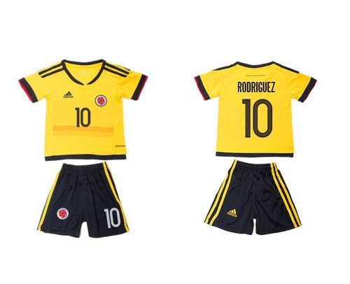Colombia #10 Rodriguez Home Kid Soccer Country Jersey