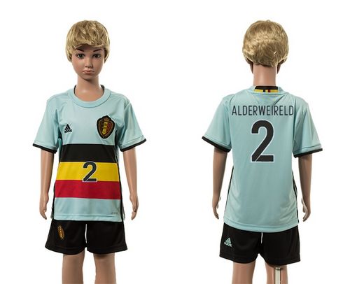 Belgium #2 Alderweireld Away Kid Soccer Country Jersey