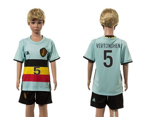 Belgium #5 Vertonghen Away Kid Soccer Country Jersey