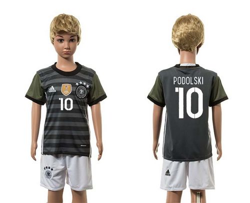 Germany #10 Podolski Away Kid Soccer Country Jersey