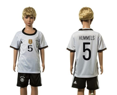 Germany #5 Hummels White Home Kid Soccer Country Jersey