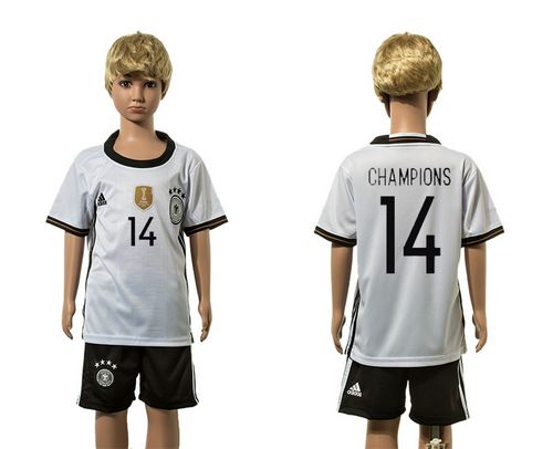 Germany #14 Champions White Home Kid Soccer Country Jersey