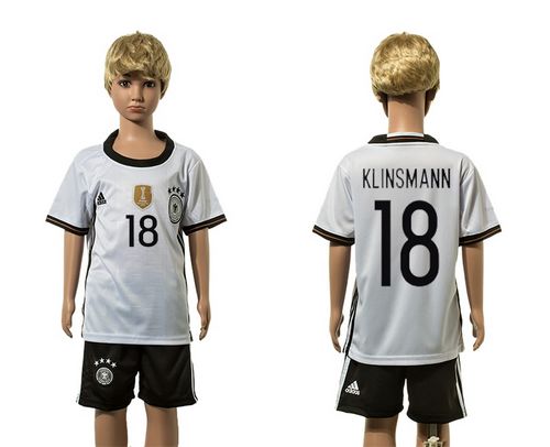 Germany #18 Klinsmann White Home Kid Soccer Country Jersey