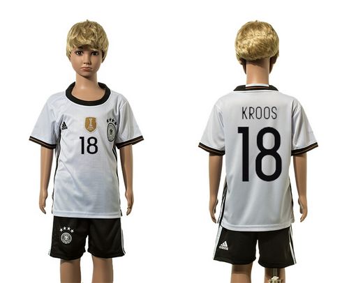 Germany #18 Kroos White Home Kid Soccer Country Jersey
