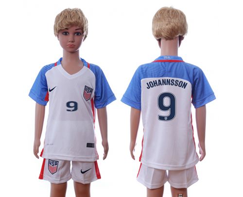 USA #9 Johannsson Home Kid Soccer Country Jersey