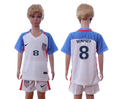 USA #8 Dempsey Home Kid Soccer Country Jersey