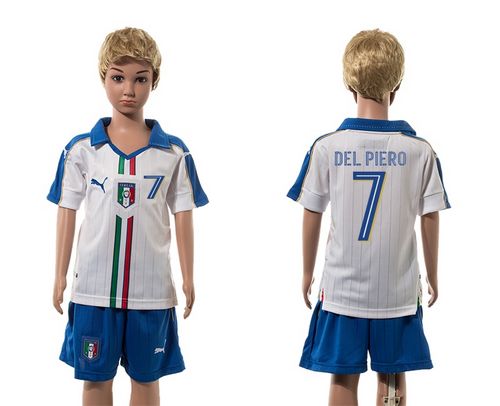 Italy #7 Del Piero White Away Kid Soccer Country Jersey