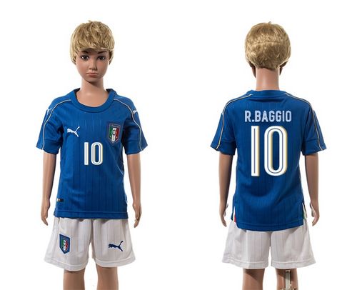 Italy #10 R.Baggio Blue Home Kid Soccer Country Jersey