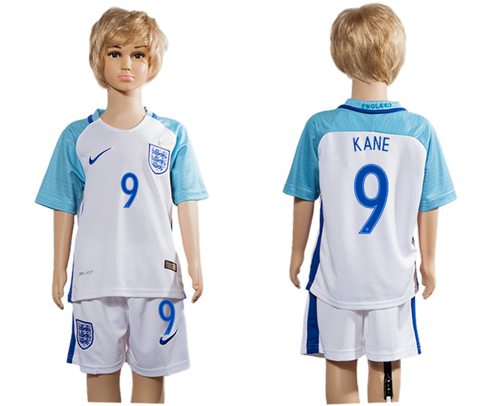 England #9 Kane Home Kid Soccer Country Jersey