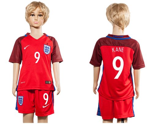 England #9 Kane Away Kid Soccer Country Jersey