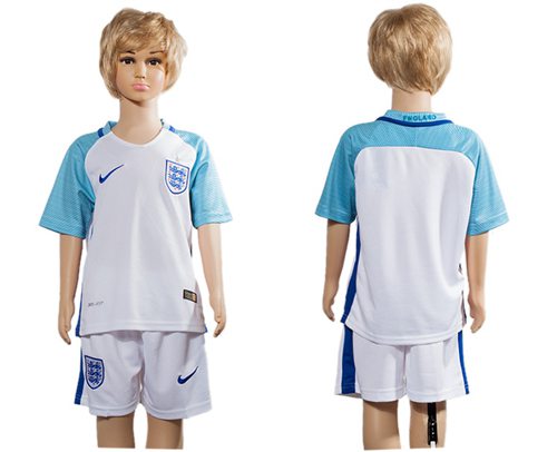 England Blank Home Kid Soccer Country Jersey
