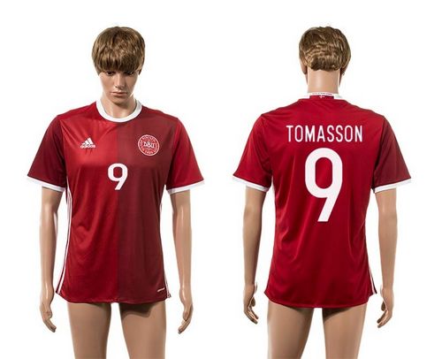 Danmark #9 Tomasson Red Home Soccer Country Jersey