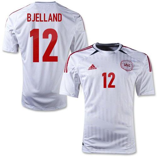 Danmark #12 Andreas Bjelland White Away Soccer Country Jersey