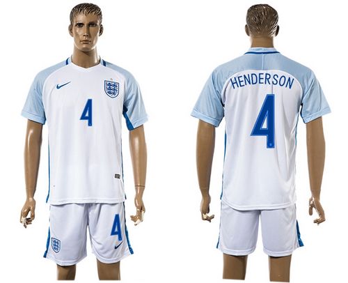 England #4 Henderson Home Soccer Country Jersey