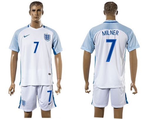 England #7 Milner Home Soccer Country Jersey