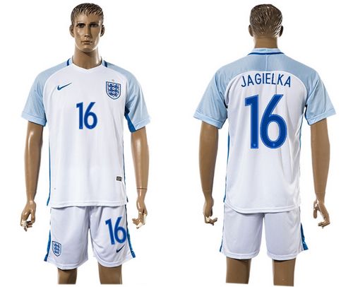 England #16 Jagielka Home Soccer Country Jersey