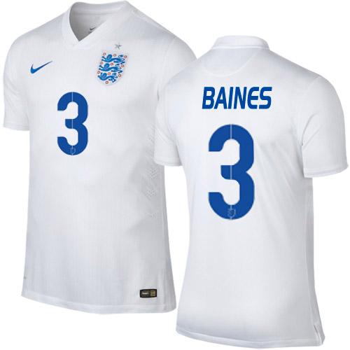 England #3 Leighton Baines Home Soccer Country Jersey