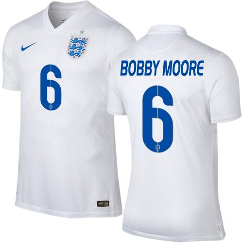 England #6 Bobby Moore Home Soccer Country Jersey