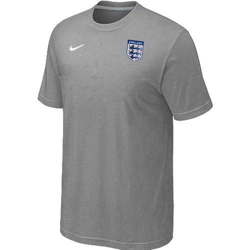  England 2014 World Small Logo Soccer T Shirts Light Grey