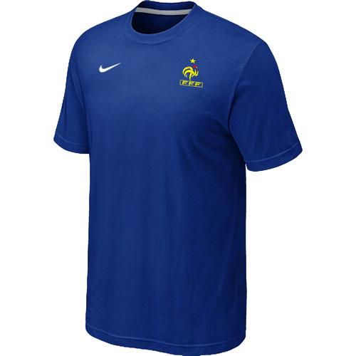  France 2014 World Small Logo Soccer T Shirts Blue